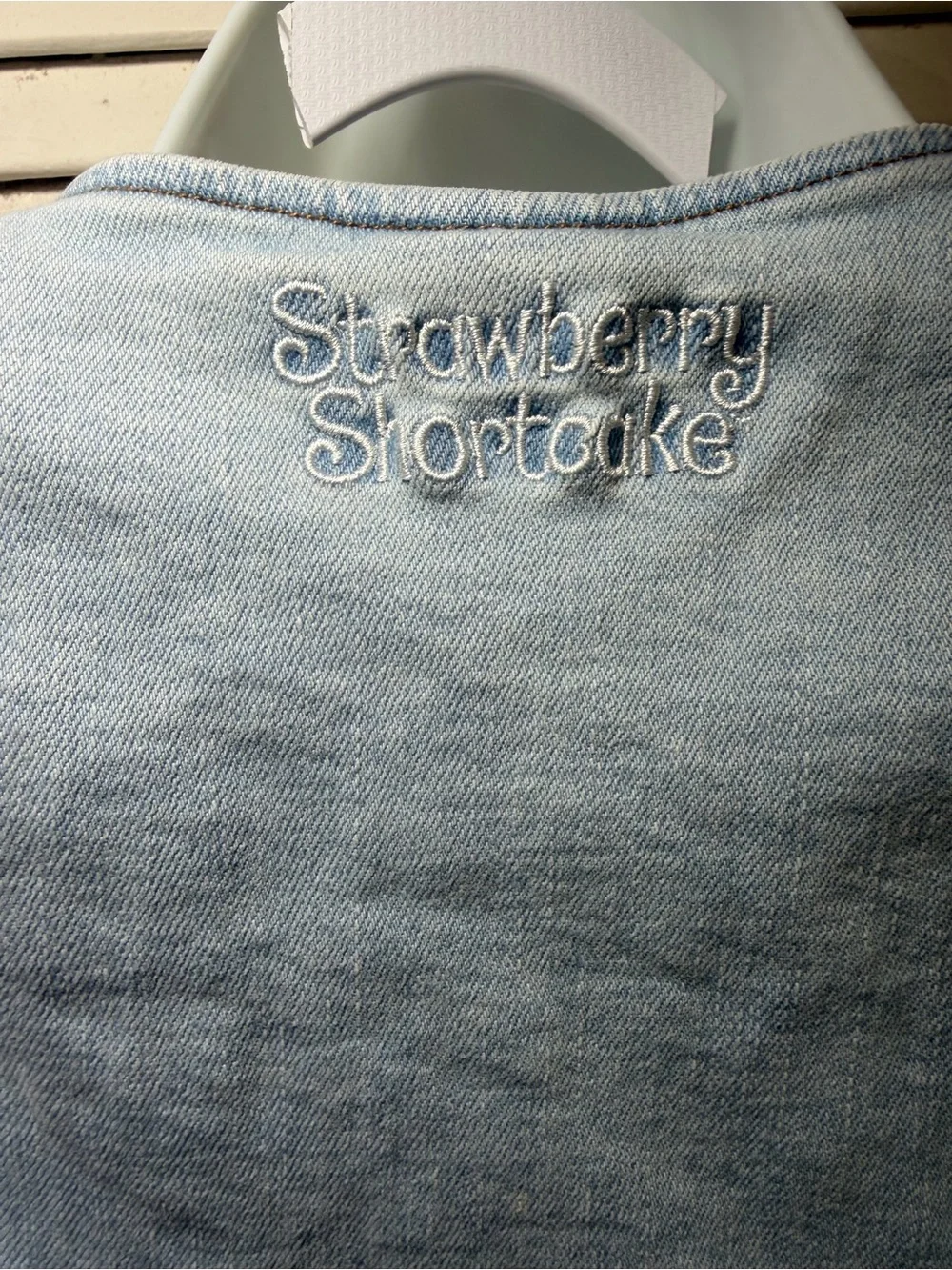 Strawberry Shortcake Embroidered Denim Vest BoxLunch Exclusive S/M Light Wash